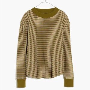 madewell mockneck waffle knit sweatshirt tee size small